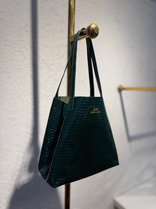 SHOPPING BAG MINI CHAROL CROCO VERDE ESMERALDA