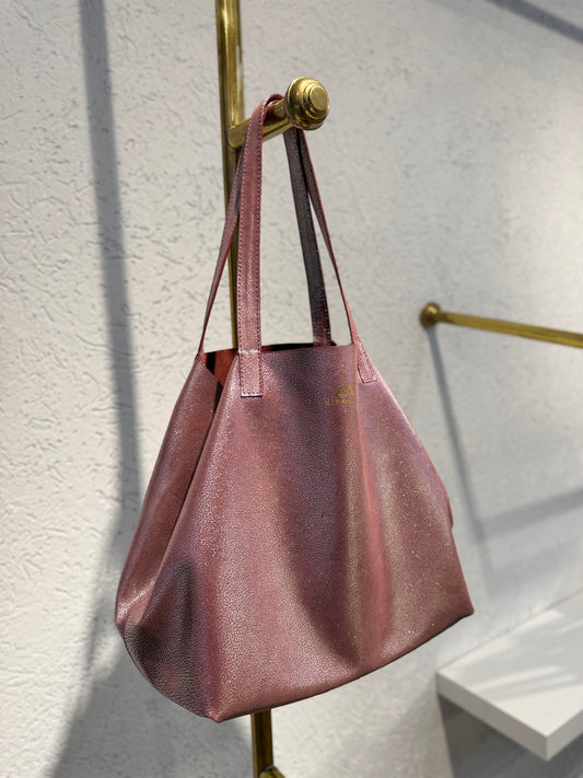 SHOPPING BAG MEDIANO MADONA VINO TINTO PLATA