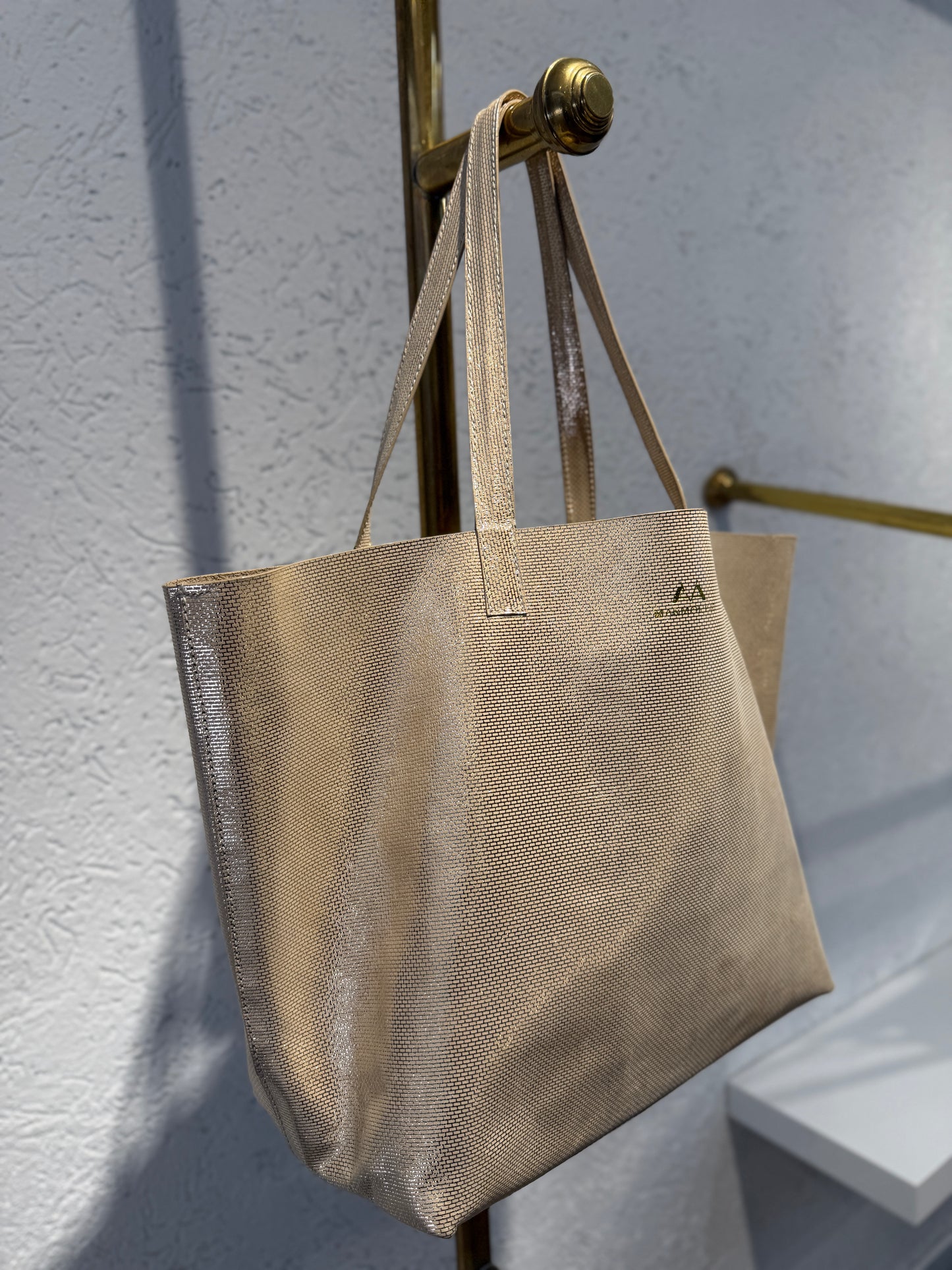 SHOPPING BAG MEDIANO SANTORINI ORO