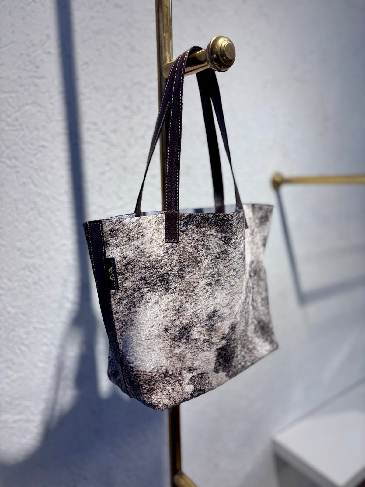 SHOPPING BAG MINI PELO BLANCO - CAFE