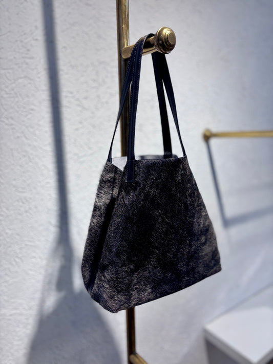 SHOPPING BAG MINI PELO NATURAL NEGRO