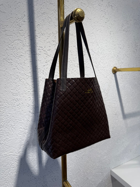 SHOPPING BAG MINI TRENZADO CAFÉ